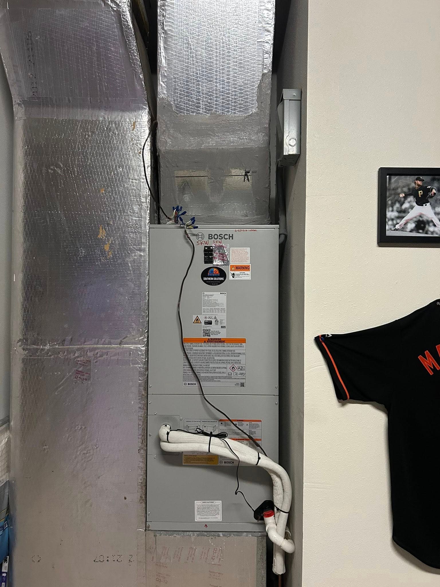 Bosch air handler installation inside a residential home